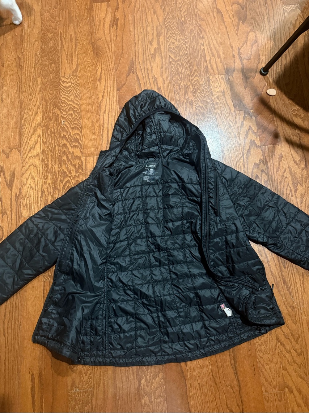 L.L. Bean Kids' Black Hooded Packable Puffer Jacket